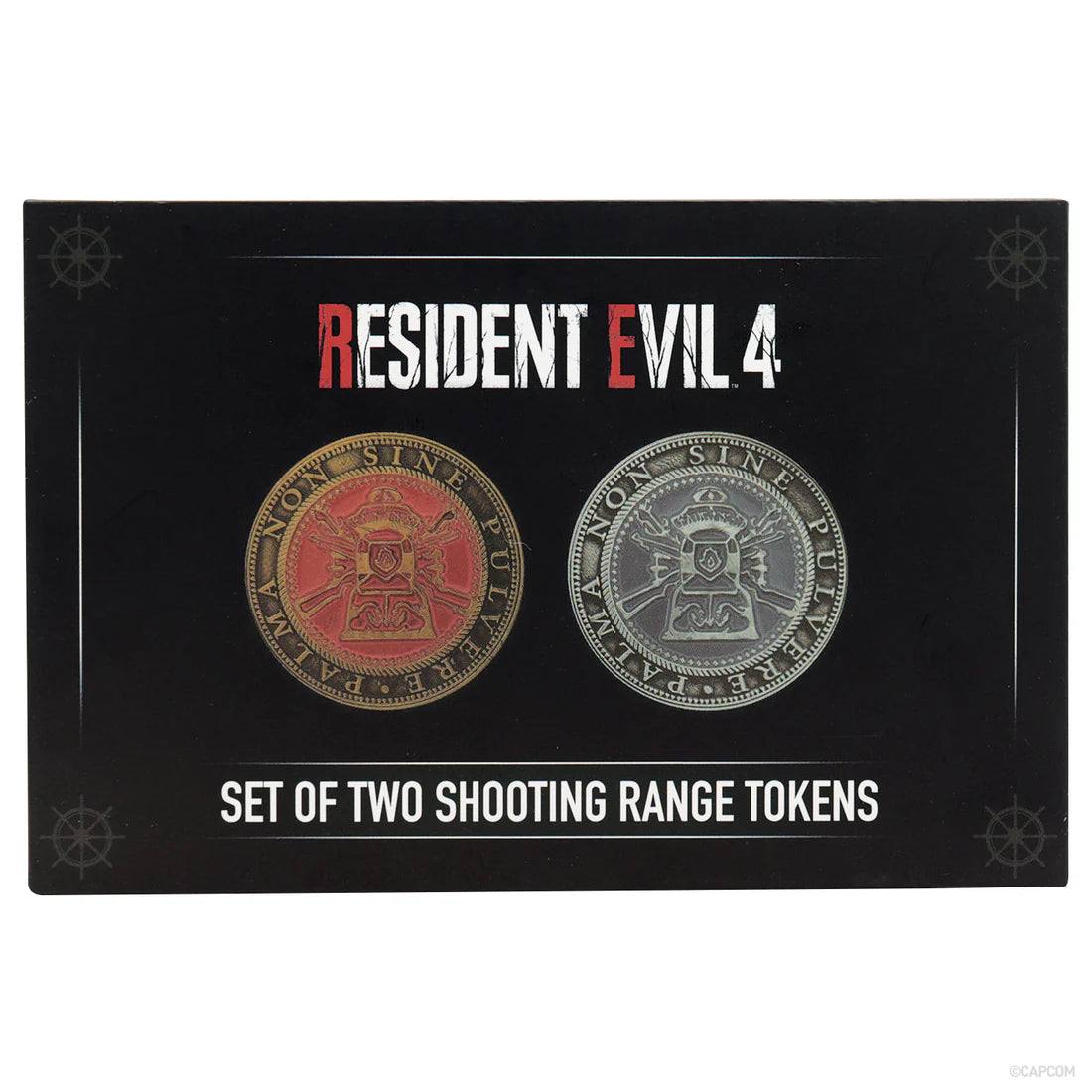 resident evil 4 set of two metal shooting gallery tokens fanattik