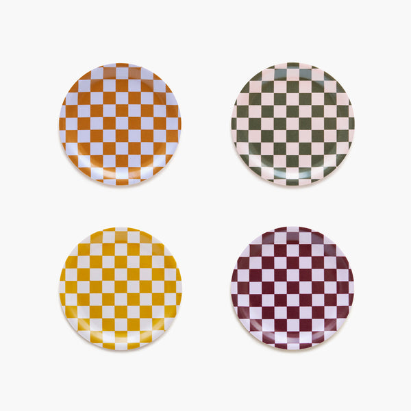 Warm Mix CHECKER Set of 4 Coasters - 11cm