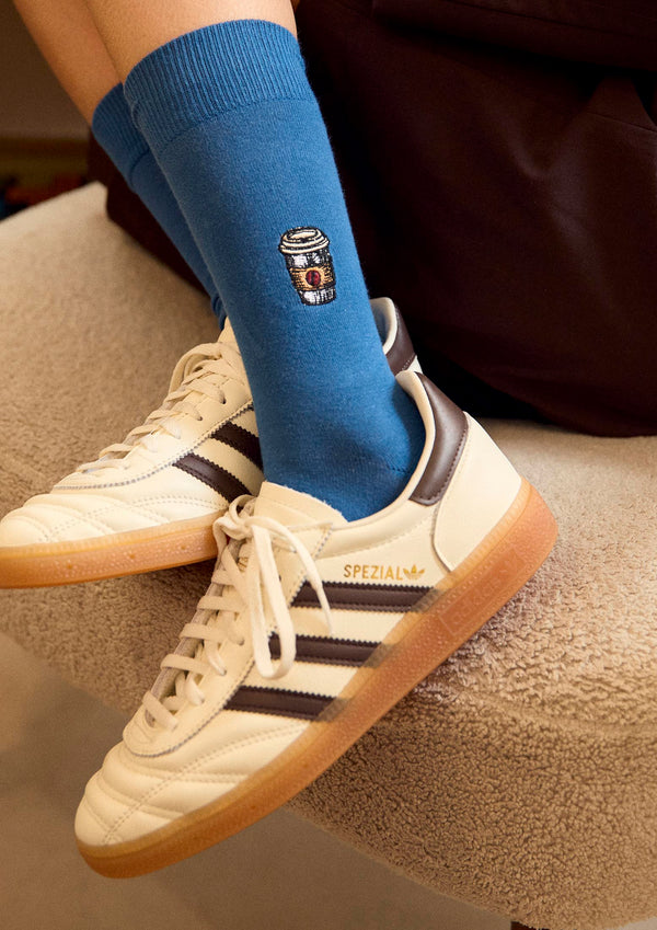Chaussettes BeCoffee Embroidered Blue – Besocks