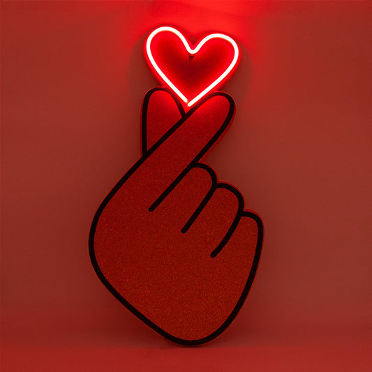 Tableau en li﻿ège avec LED - Finger Heart