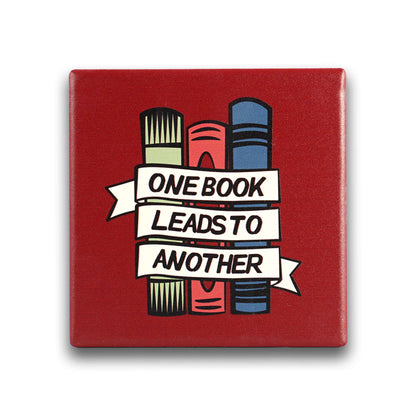One Book Leads To Another Ceramic Coaster