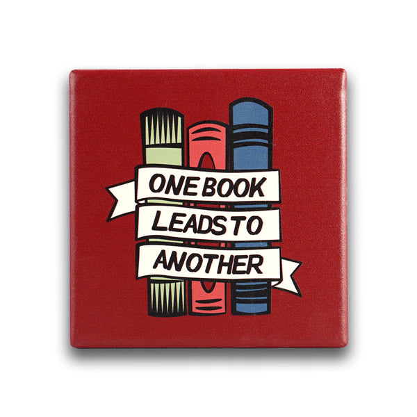 One Book Leads To Another Ceramic Coaster