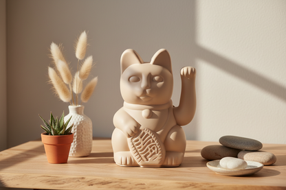 Gelukskat met okerkleurige accenten