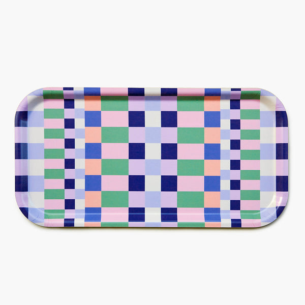 Pink/Grass CHECKER MIX Rectangular Serving Tray - 43x22 cm