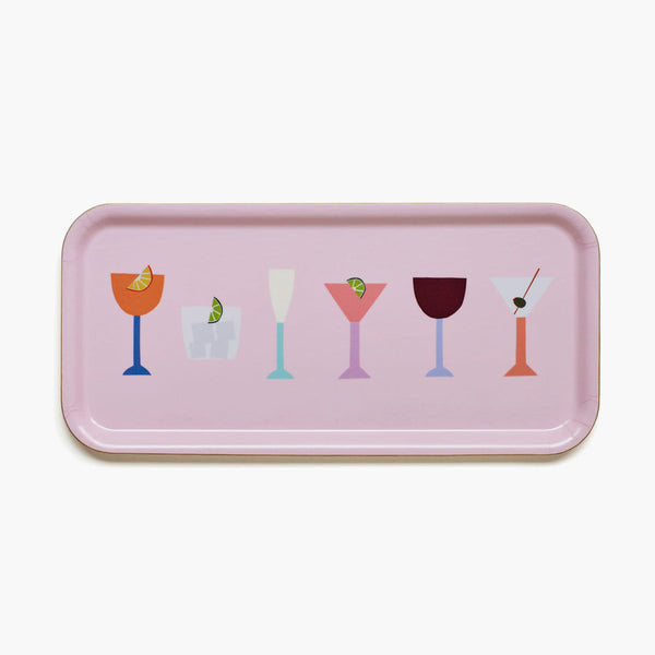 Pink COCKTAILS Serving Tray - 32x15 cm