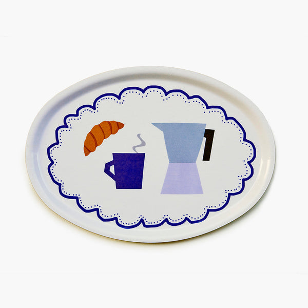 COFFEE TIME Oval Serving Tray - 31x22cm
