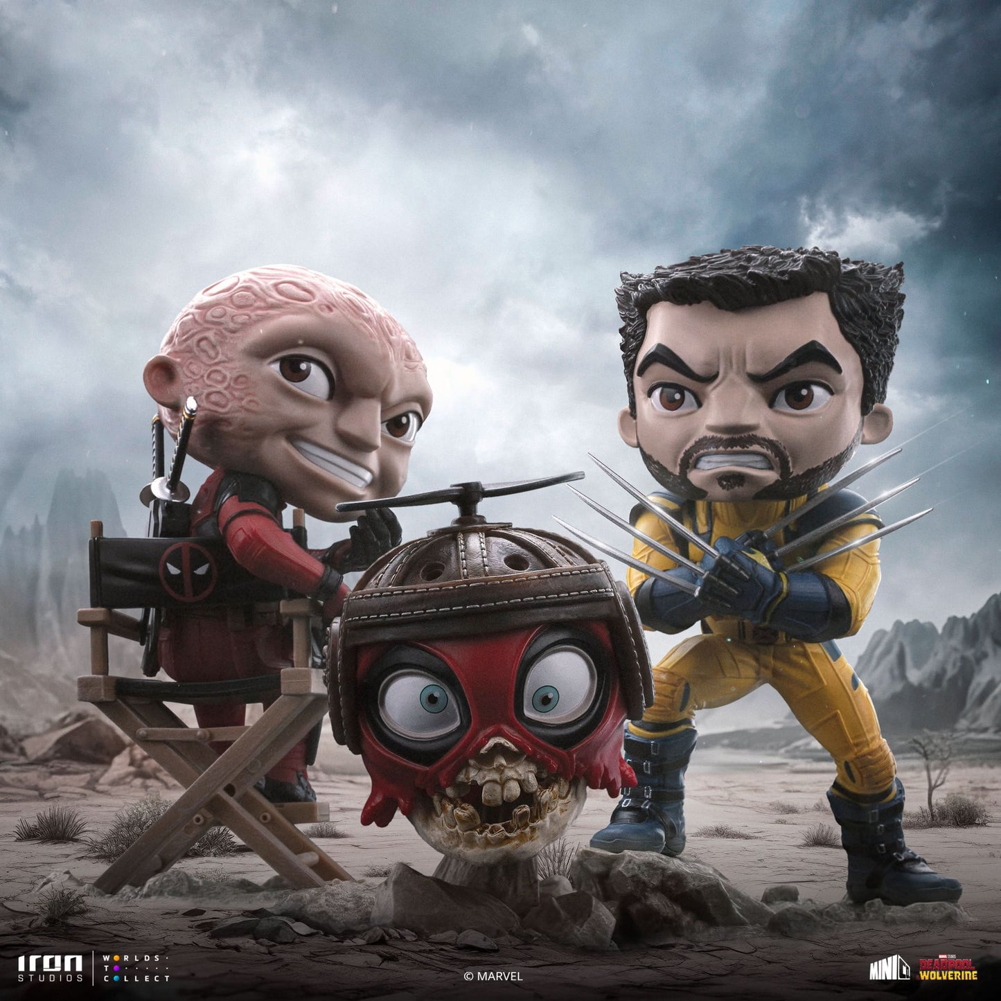 Figurine Deadpool, Wolverine and Headpool (Unmasked) - Deadpool & Wolverine - Mini Co.