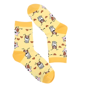 Chaussettes Jaunes Chien & Cœur Cartoon