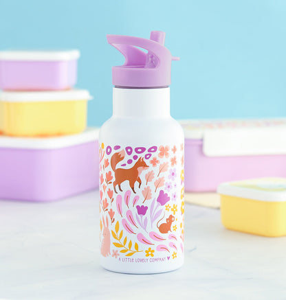 Gourde enfant en inox - Jardin fleuri – vue 2 – A Little Lovely Company
