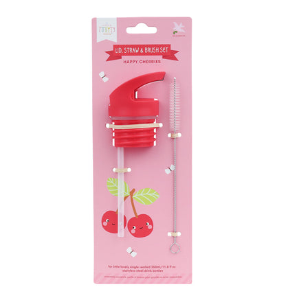 Kit bouchon, paille et goupillon - Cerises joyeuses – vue 2 – A Little Lovely Company