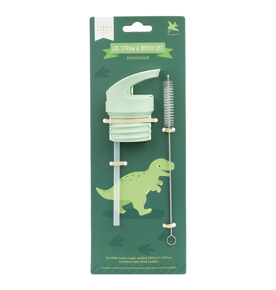 Kit bouchon, paille et goupillon - Dinosaure – vue 2 – A Little Lovely Company