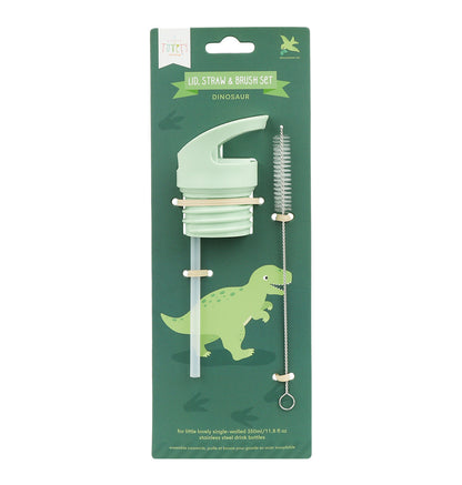 Kit bouchon, paille et goupillon - Dinosaure – vue 2 – A Little Lovely Company