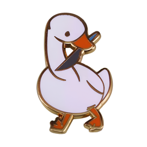 Pin's Ente Blanc Couteau