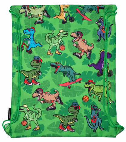 Personalized Drawstring Bag - Dinosaur Blue