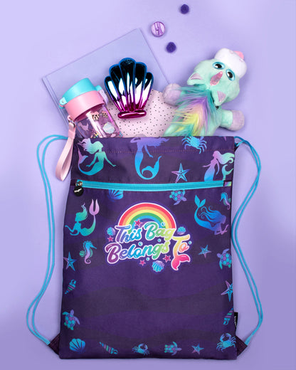 Personalized Drawstring Bag - Purple Mermaids
