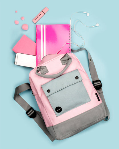 Sac à dos ado rose / gris