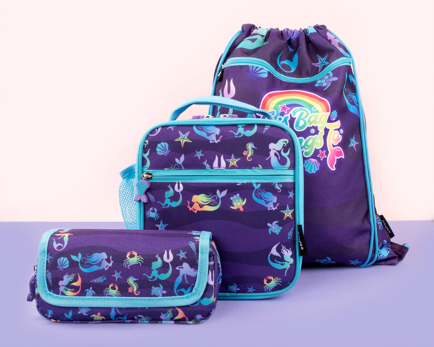 Personalized Drawstring Bag - Purple Mermaids