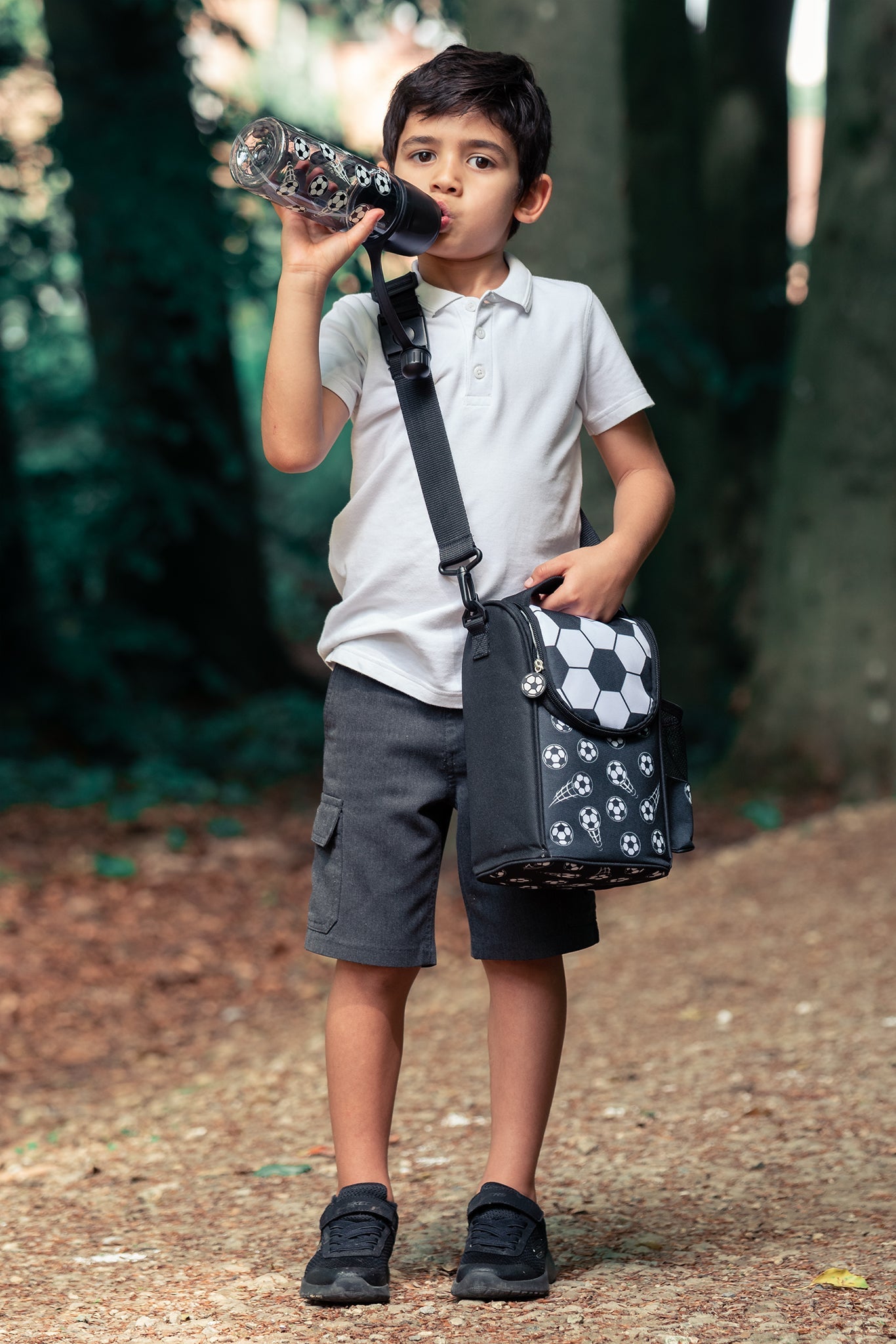 Sac repas avec bandoulière – Strap Lunch Bags – football noir