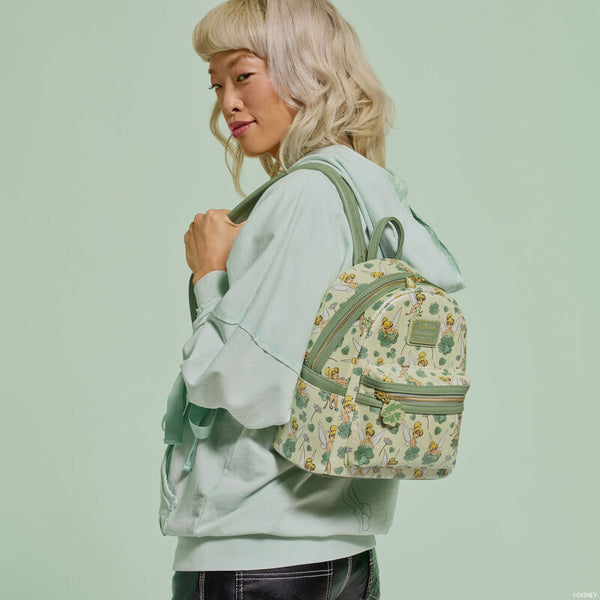 peter pan tinker bell clover all over print mini backpack loungefly
