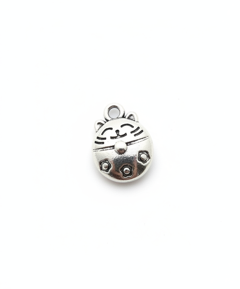 Silver Lucky Cat Charm