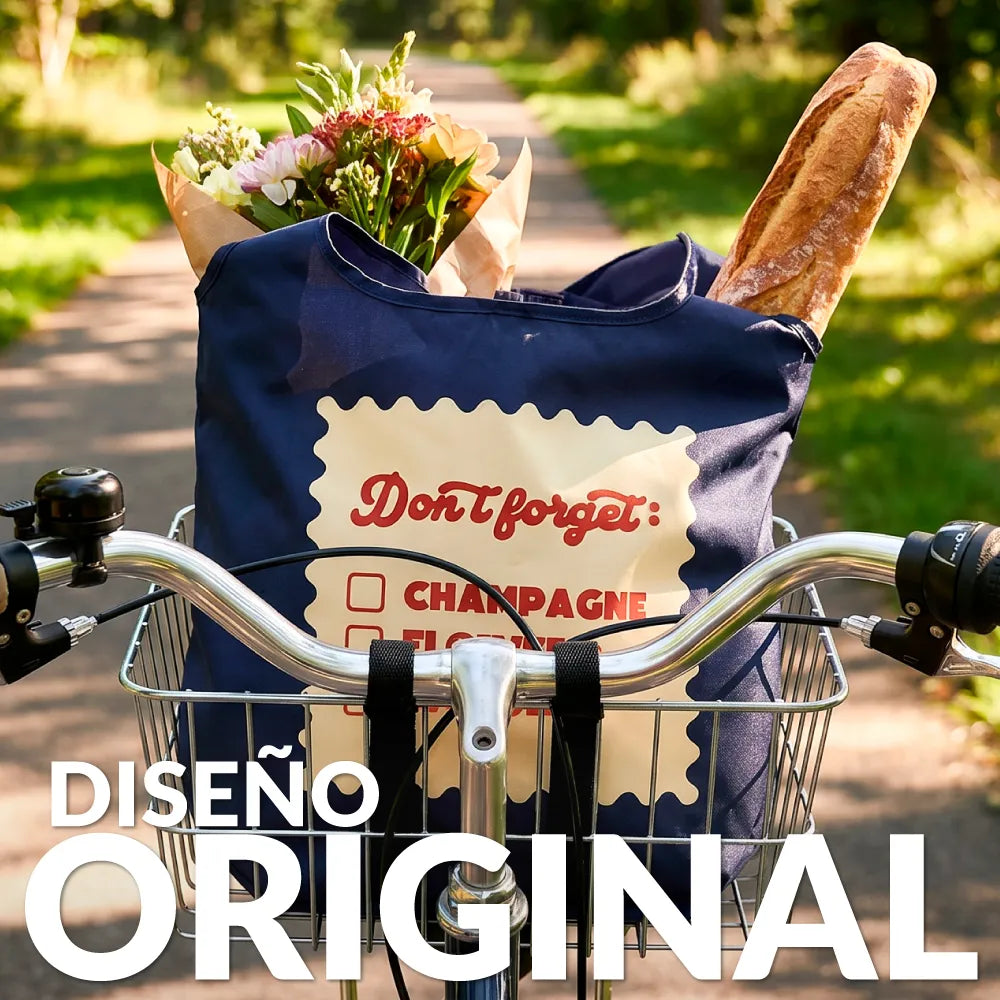 Sac de Courses Pliable « Don’t forget champagne, flowers, cheese »