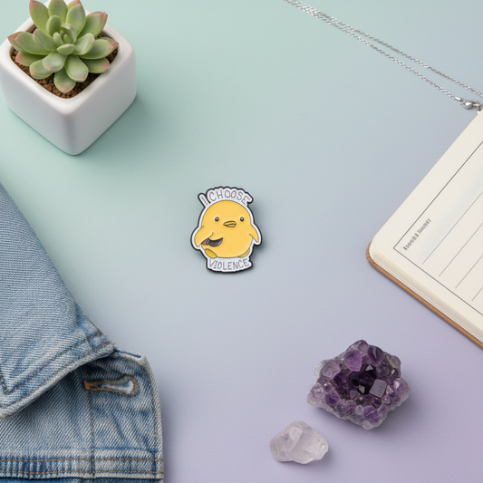Yellow Duck Pin "I choose Violence"