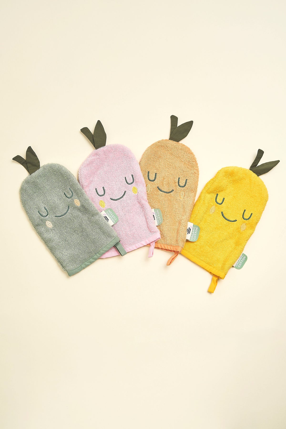 Ensemble de gants de toilette mandarine