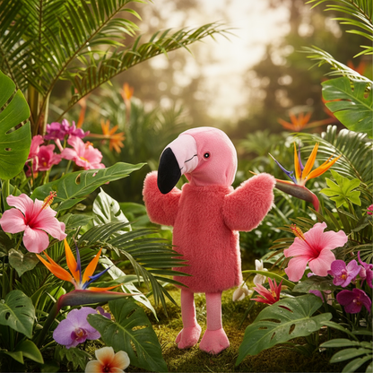 Roze Flamingo Pluche Handpop