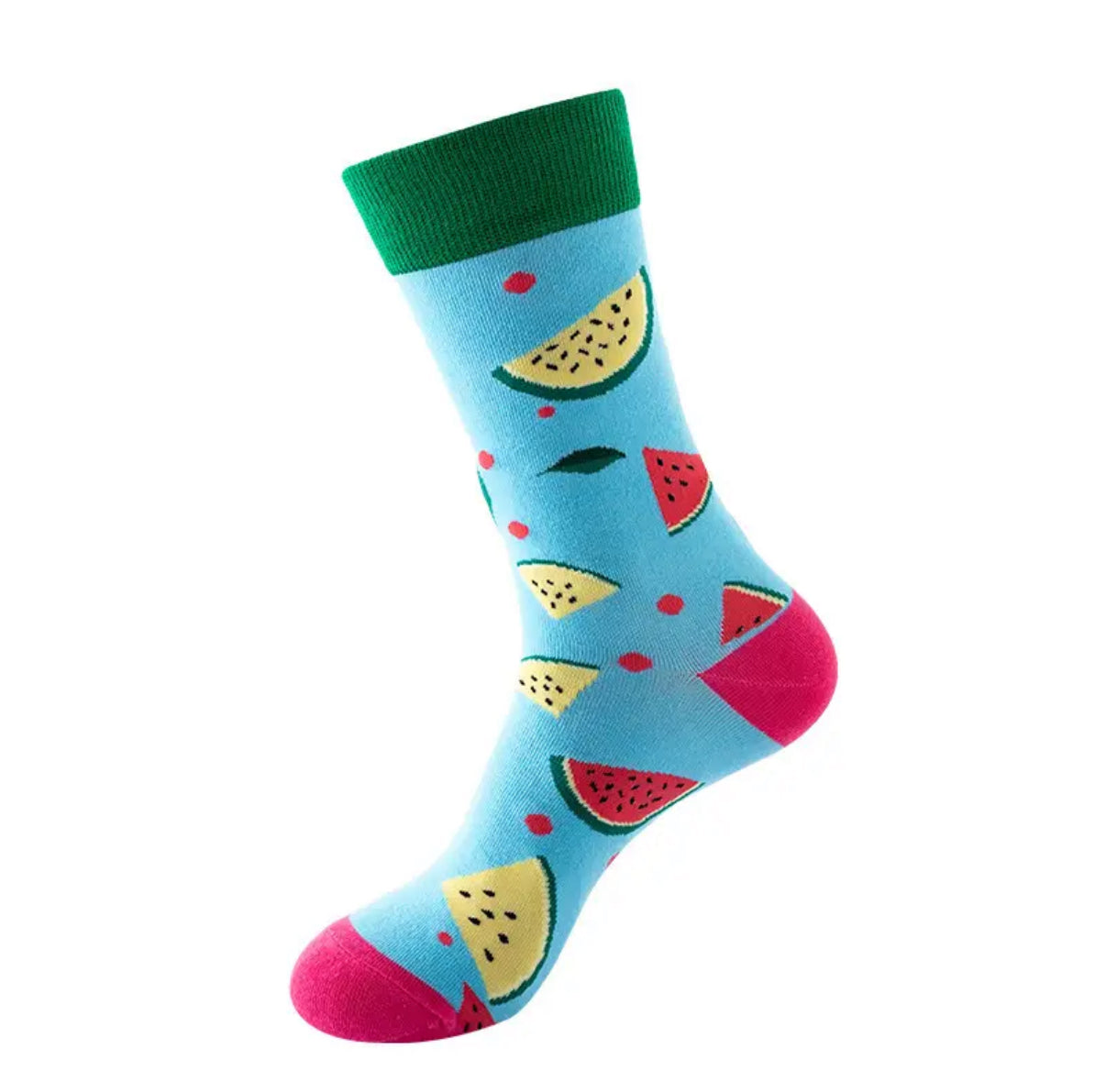 chaussettes pasteques rouges et jaunes