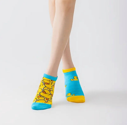 chaussettes courtes depareillees canards