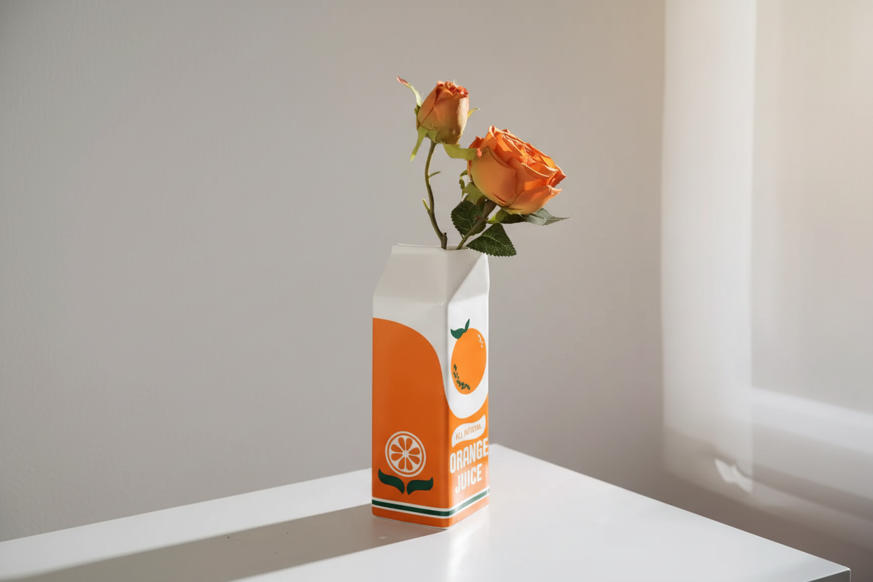 Orange Juice Brick Vase
