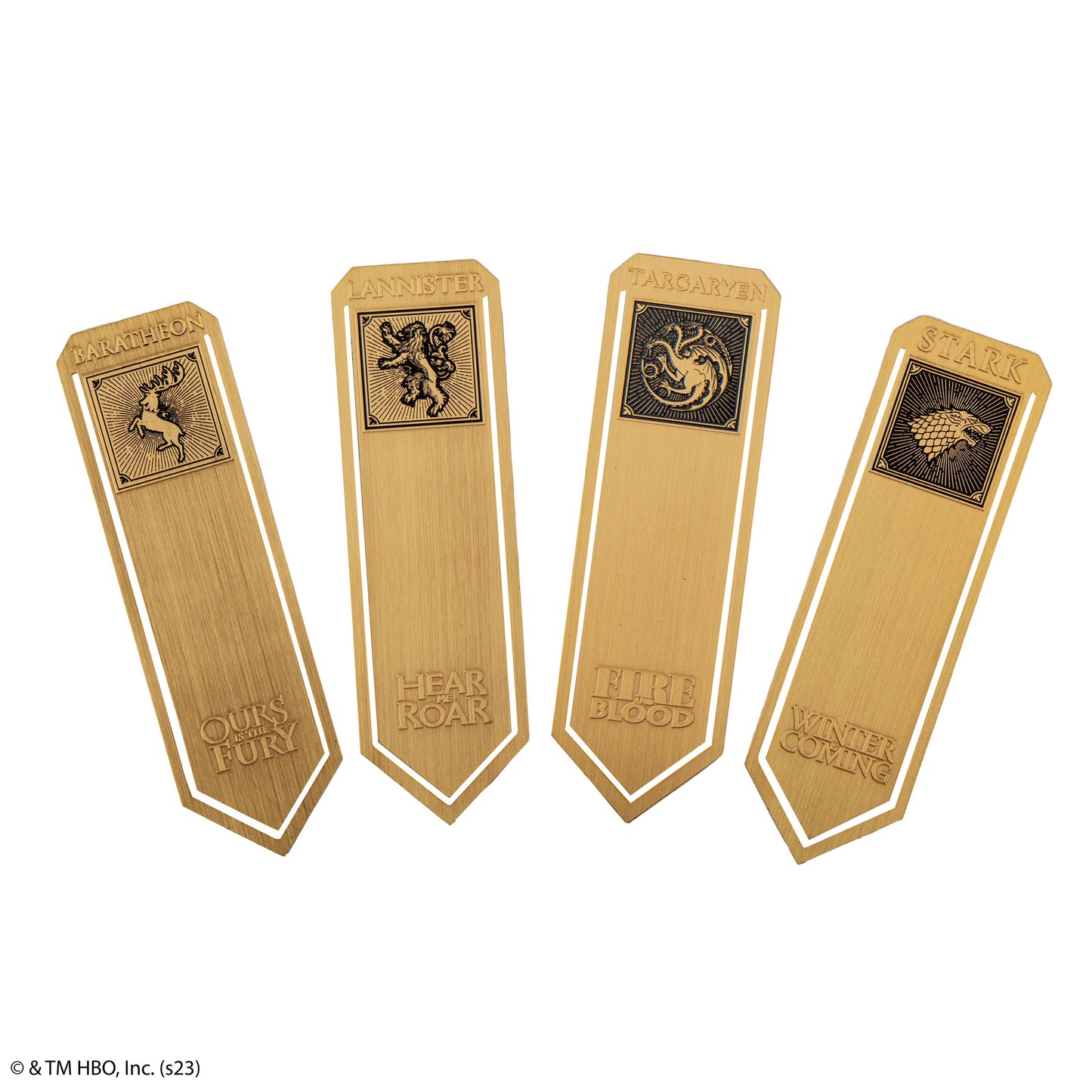 Set of 4 metal bookmarks: Stark, Lannister, Baratheon and Targaryen