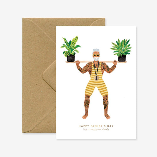 Strong Green Dad - Greeting card - Father's Day