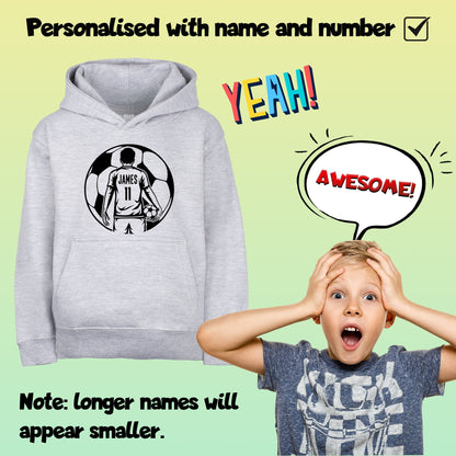 Fringoo football Sweat à capuche gris garçon Cotton Rich Soft Hooded Sweatshirt- football Ball garçon gris