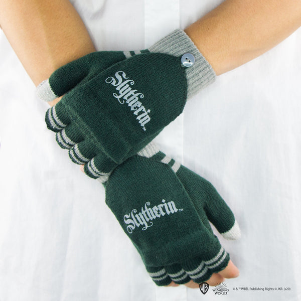 *Slytherin Fingerless Gloves with Removable Mittens