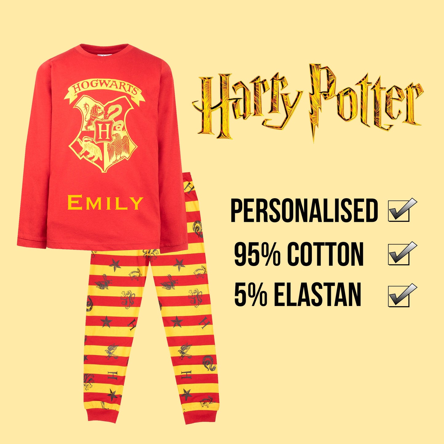 Personalized Pajama Set - Harry Potter Red-Yellow