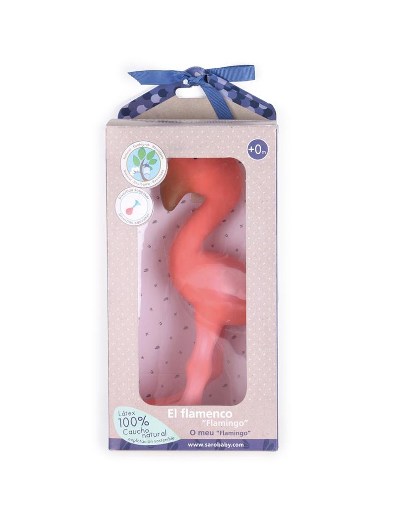 Hochet en Caoutchouc Naturel – Flamant Rose