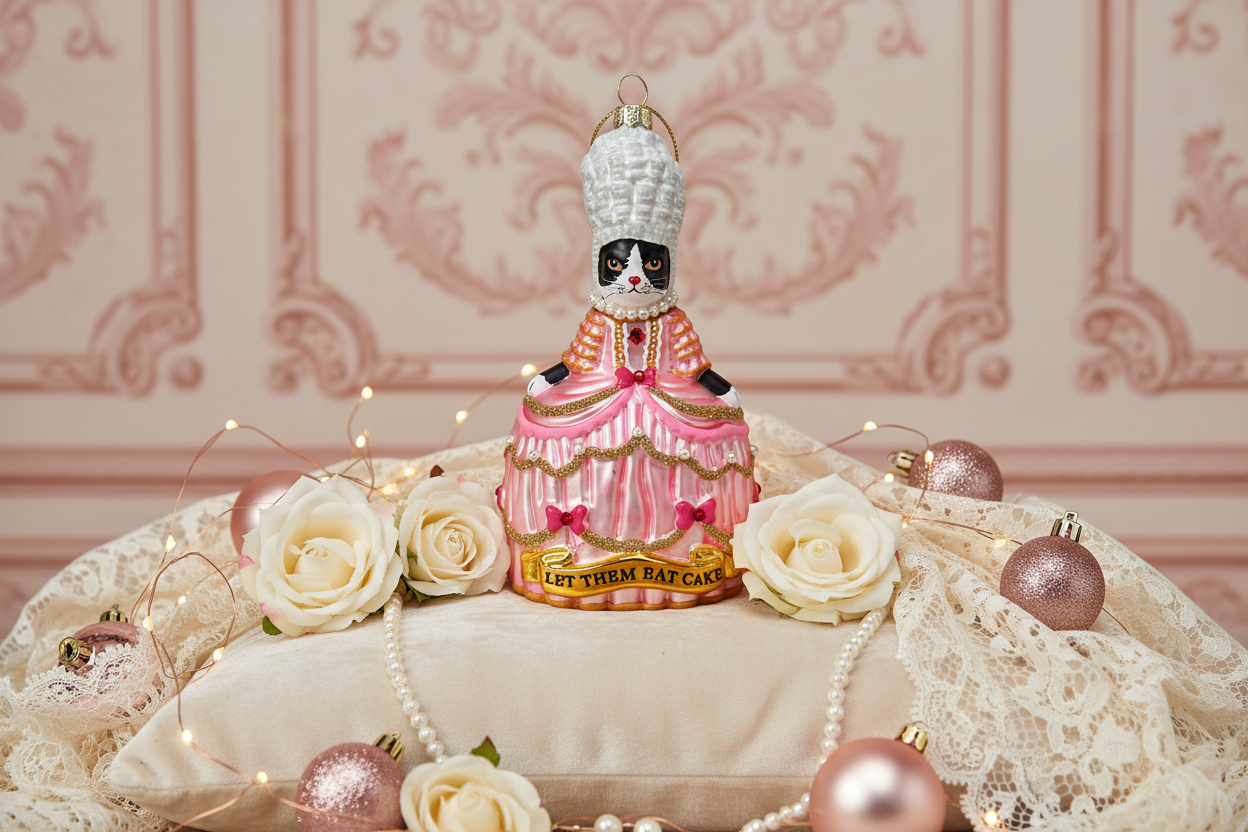 Kerstbal, Tuxedo Cat, Marie Antoinette, “Laat ze eten”