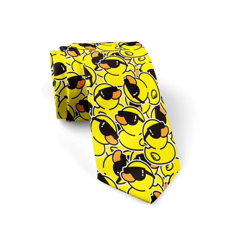 Cravate Canards jaunes avec lunettes de soleil