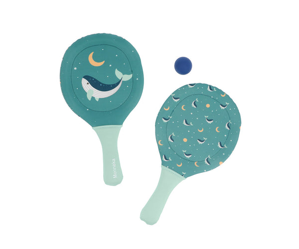 Raquettes de plage en néoprène Whale Teal avec balle