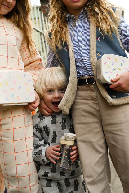 Brotdose aus Edelstahl Confetti mit herausnehmbaren Fächern