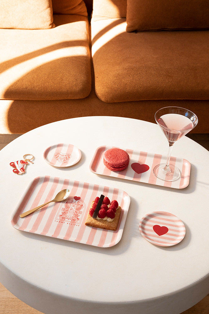 Pink stripes - Coaster duo