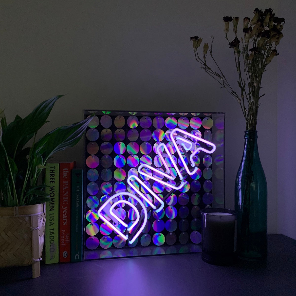 'Diva' Acrylic Box Neon Light with Sequins