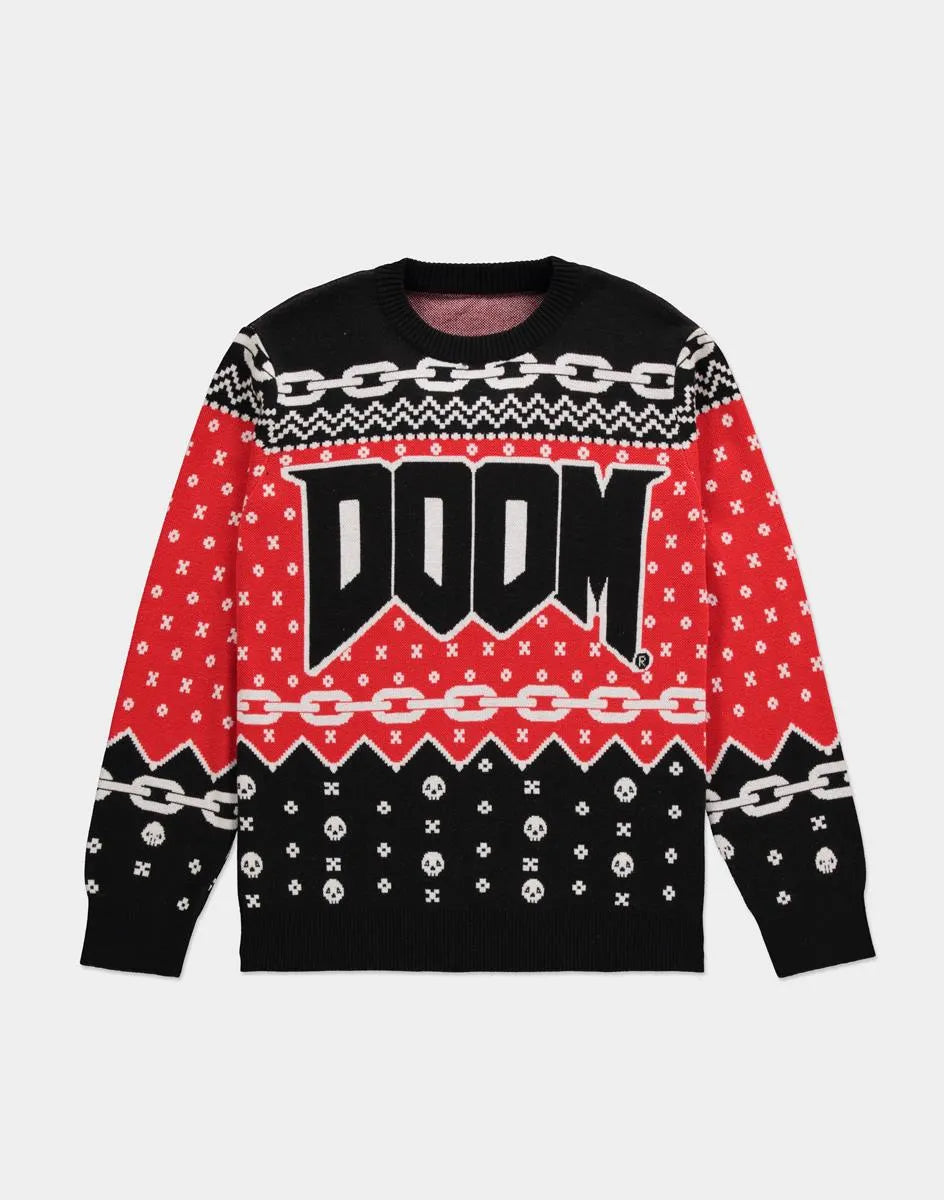 Weihnachtspullover mit Doom-Motiv 