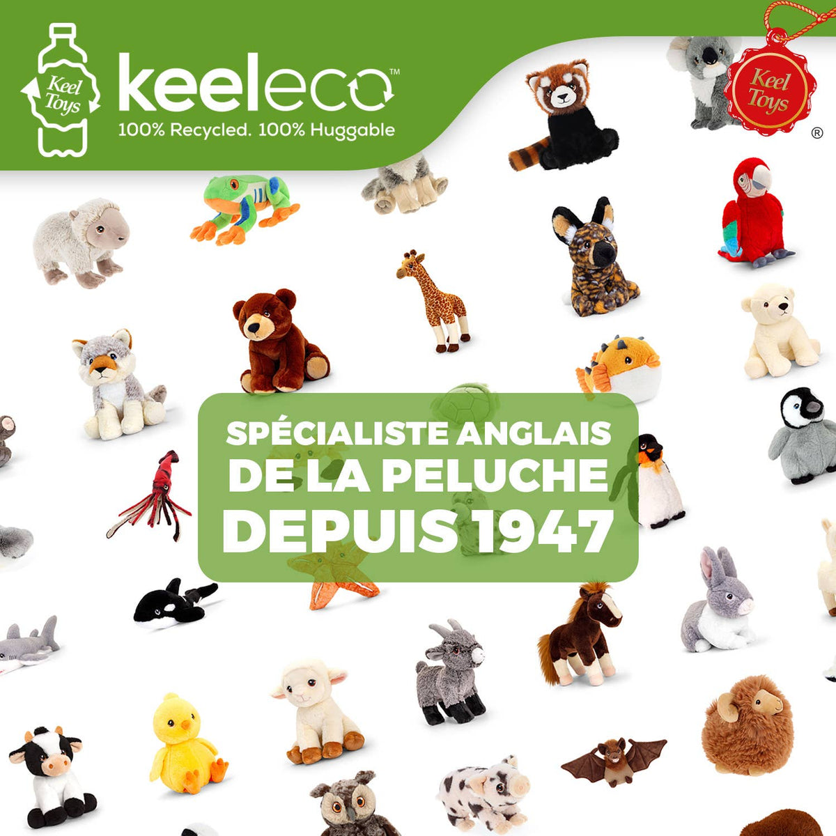 Peluche ours brun Keeleco 20 cm