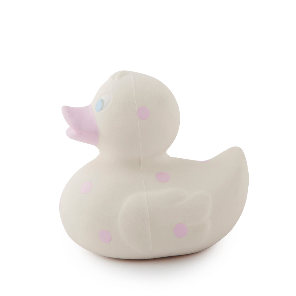Elvis le Canard Pois Roses – Jouet de Bain et Dentition Bébé