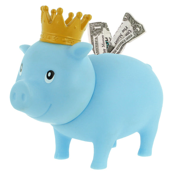 Tirelire Cochon Prince Bleu Lilalu 9005 – vue trois-quarts