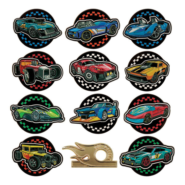 Display de 12 blind boxes Hot Wheels - pin’s mystère - ensemble des pin’s