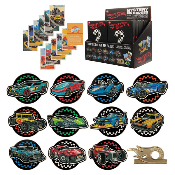 Display de 12 blind boxes Hot Wheels - pin’s mystère - packaging principal