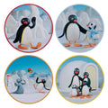 Set of 4 Pingu printed metal coasters